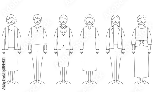 Illustration set of a woman who look disappointed (white background, vector, cut out)