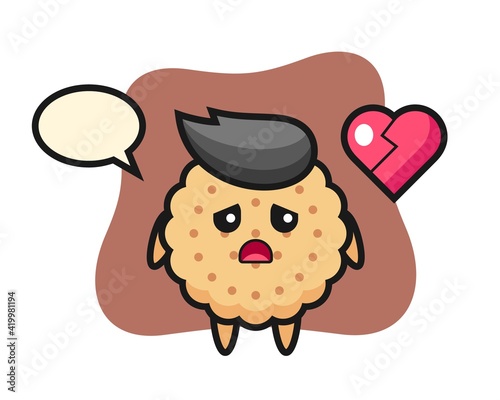 Round Biscuits Cartoon Illustration is broken heart