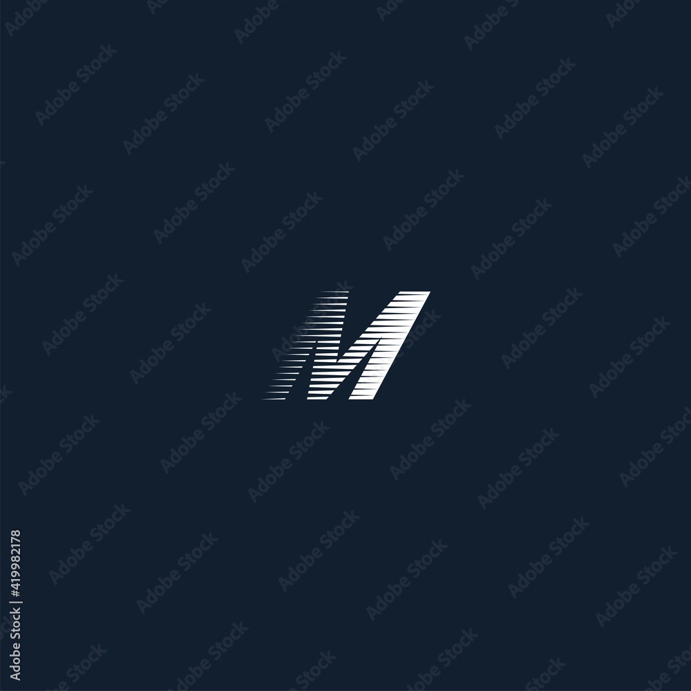 initials letter m with cool stripes initials letter m with cool stripes