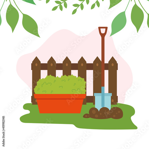 fence and shrub