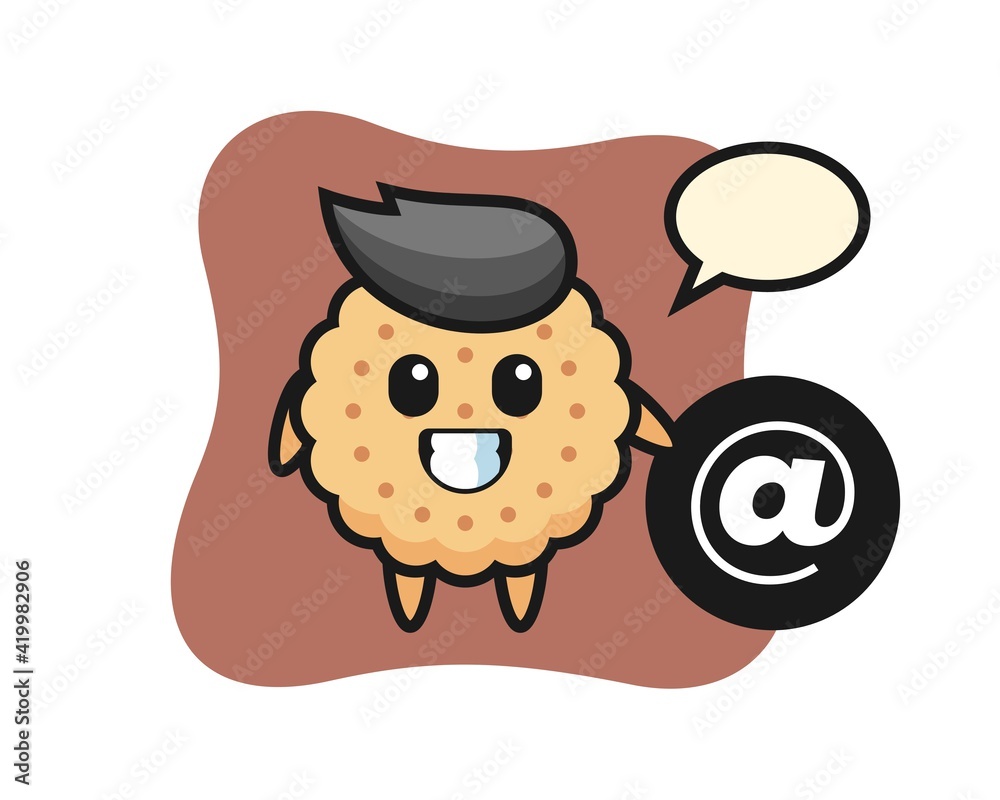 Cartoon Illustration Of Round Biscuits standing beside the At symbol