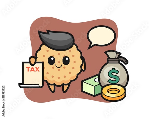 Character Cartoon Of Round Biscuits as a accountant
