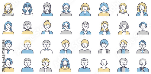 怒り顔　男女セット　シンプルイラスト