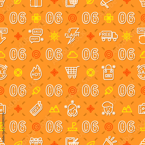 Seamless pattern background  of 06.06 campaign. Flat design for shop advertisement , Cover of media information.