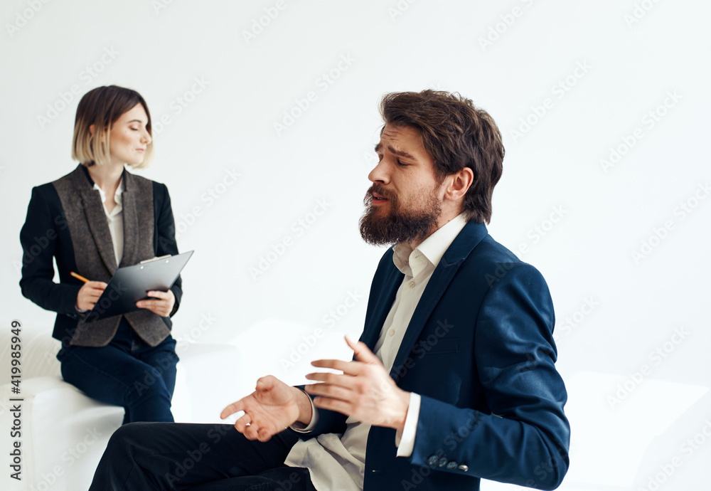 Women and men in suits In the bright room of interviews hiring