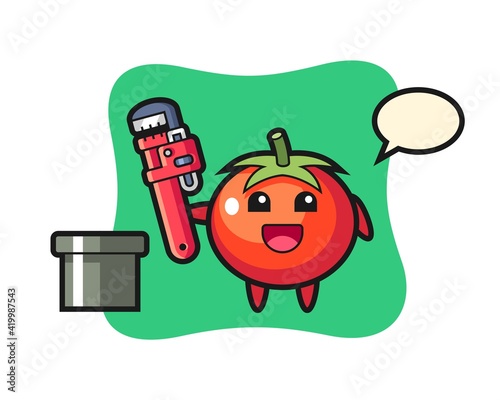 Character illustration of tomatoes as a plumber