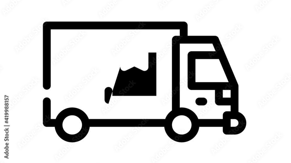 truck cargo delivering black icon animation truck cargo delivering black icon animation
