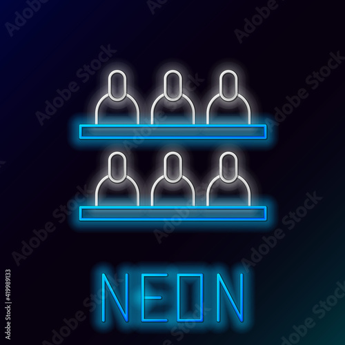 Glowing neon line Jurors icon isolated on black background. Colorful outline concept. Vector