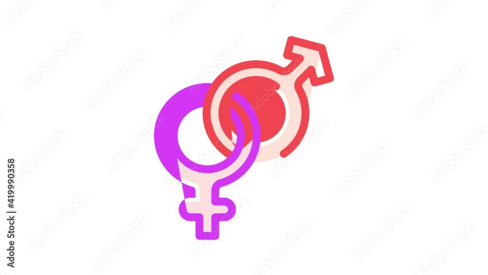 gender signs together color icon animation gender signs together color icon animation