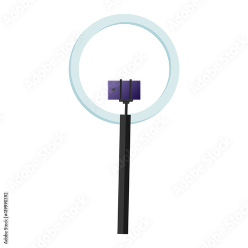 Ring light and smartphone illustration,  content creator illustration