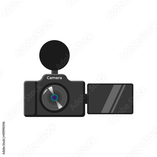 Cool camera flat illustration front view