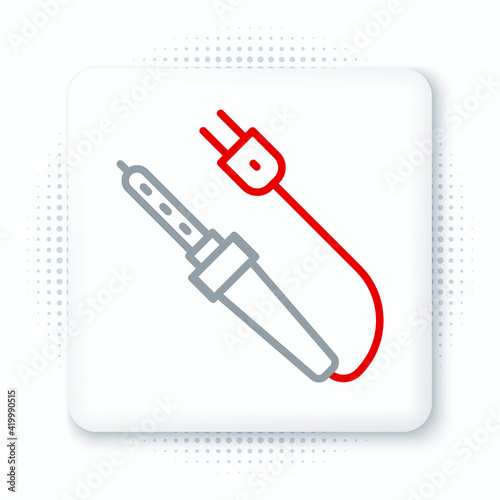 Line Soldering iron icon isolated on white background. Colorful outline concept. Vector