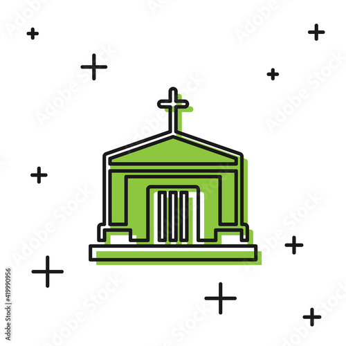 Black Old crypt icon isolated on white background. Cemetery symbol. Ossuary or crypt for burial of deceased. Vector