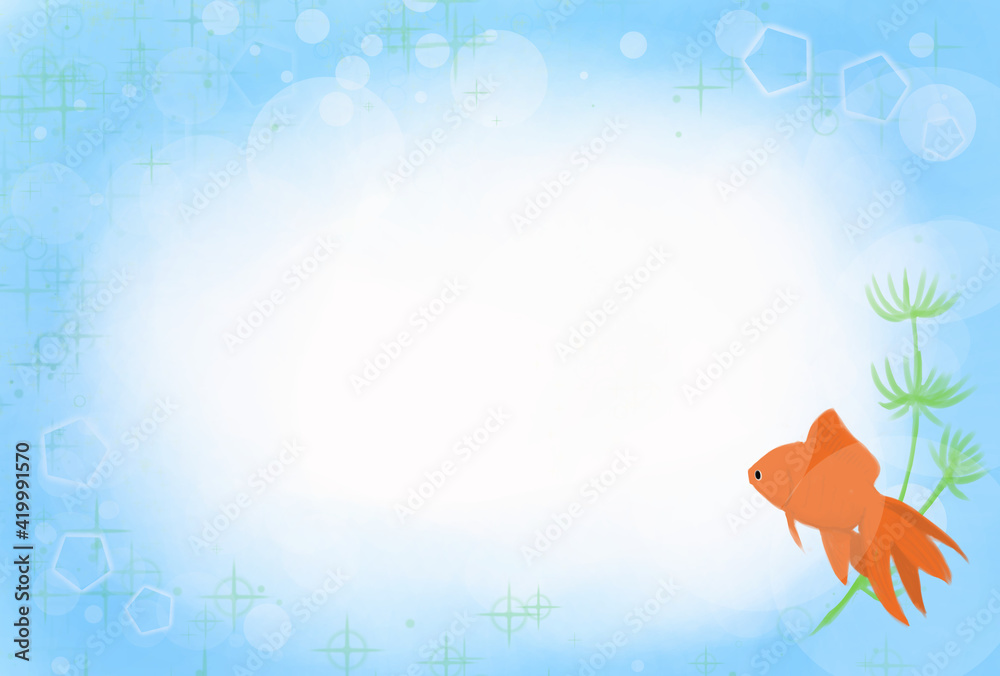 金魚が泳いでいる夏イメージの横向きの背景イラスト Stock Illustration Adobe Stock
