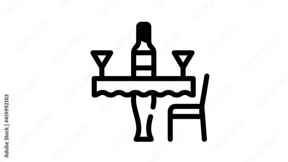 romantic evening restaurant black icon animation romantic evening restaurant black icon animation