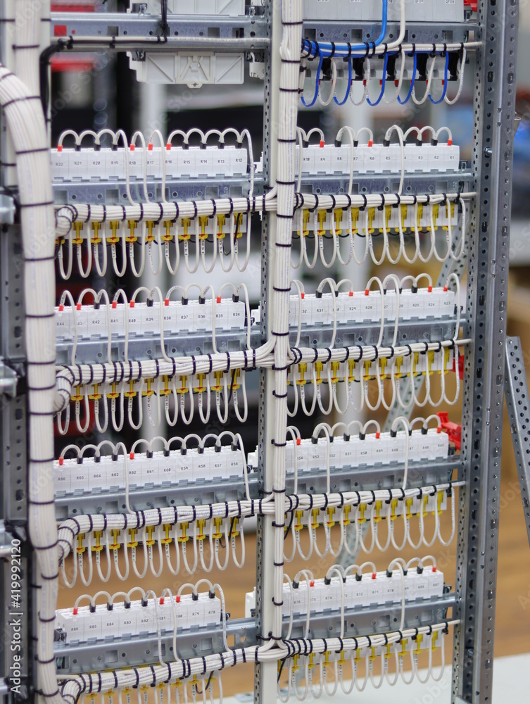 
The reverse side of the electrical panel with the installation of wires