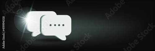 Write message chat  icon on black background. Social media chat communication.  3d vector illustration
