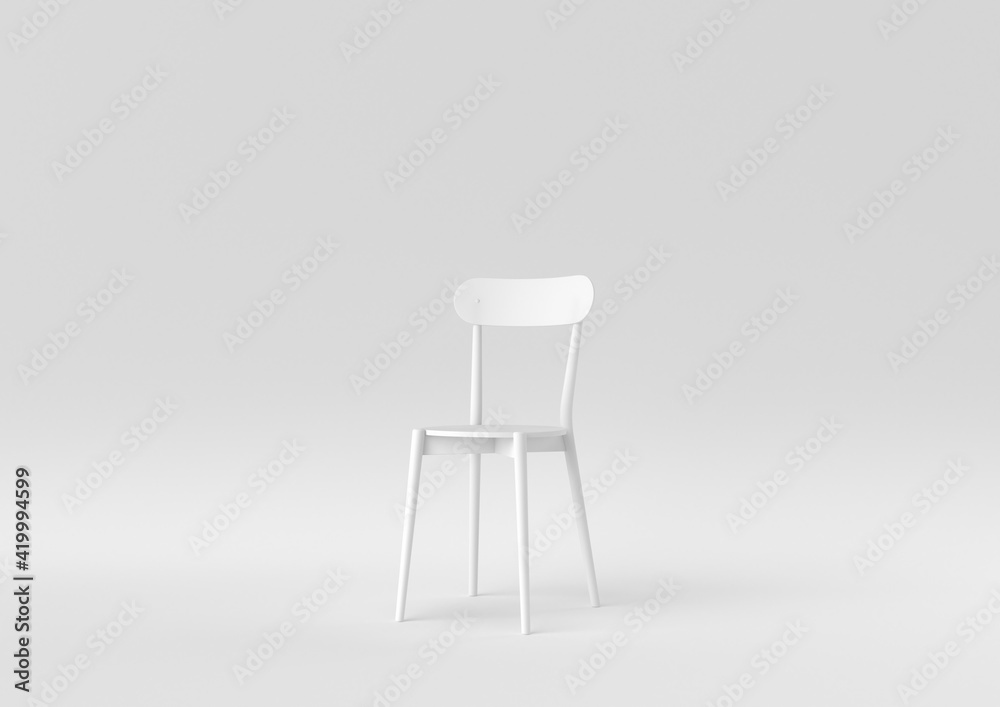 white modern chair on white background. minimal concept idea. monochrome. 3d render. white modern chair on white background. minimal concept idea. monochrome. 3d render.