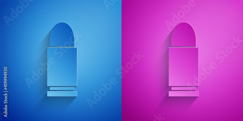 Paper cut Bullet icon isolated on blue and purple background. Paper art style. Vector