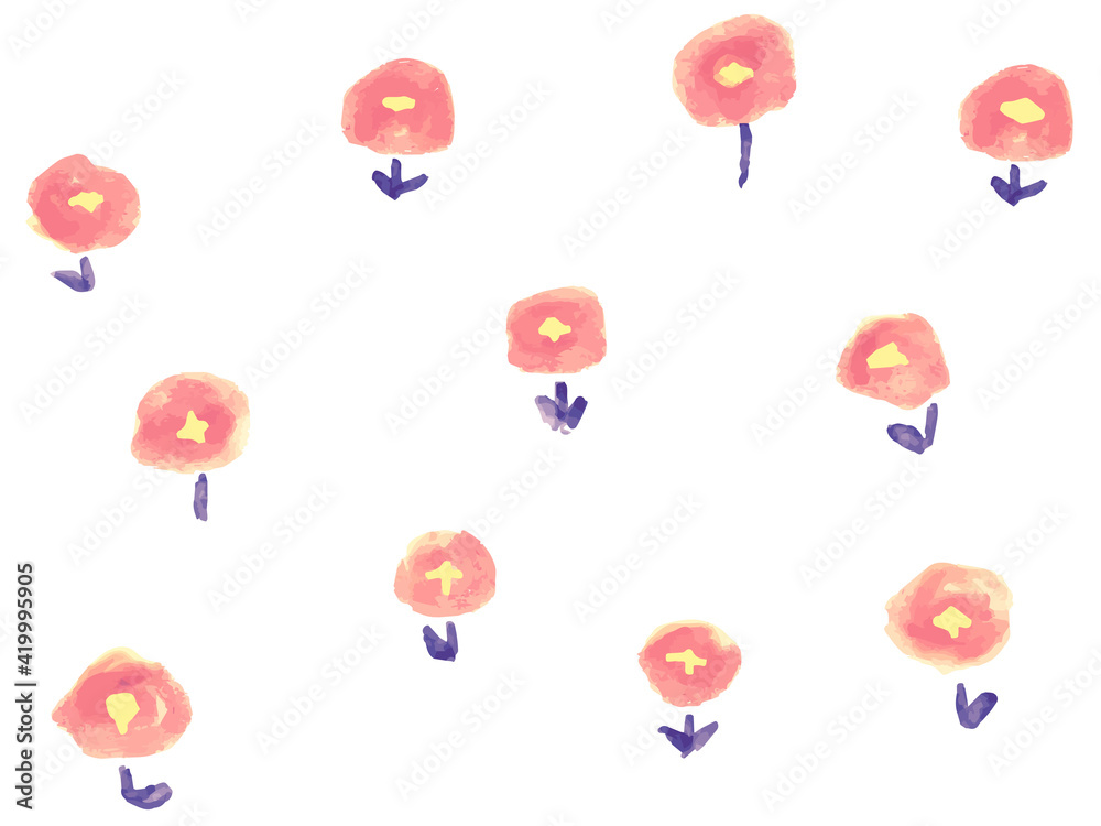 赤い花 水彩背景イラスト 赤い花 水彩背景イラスト