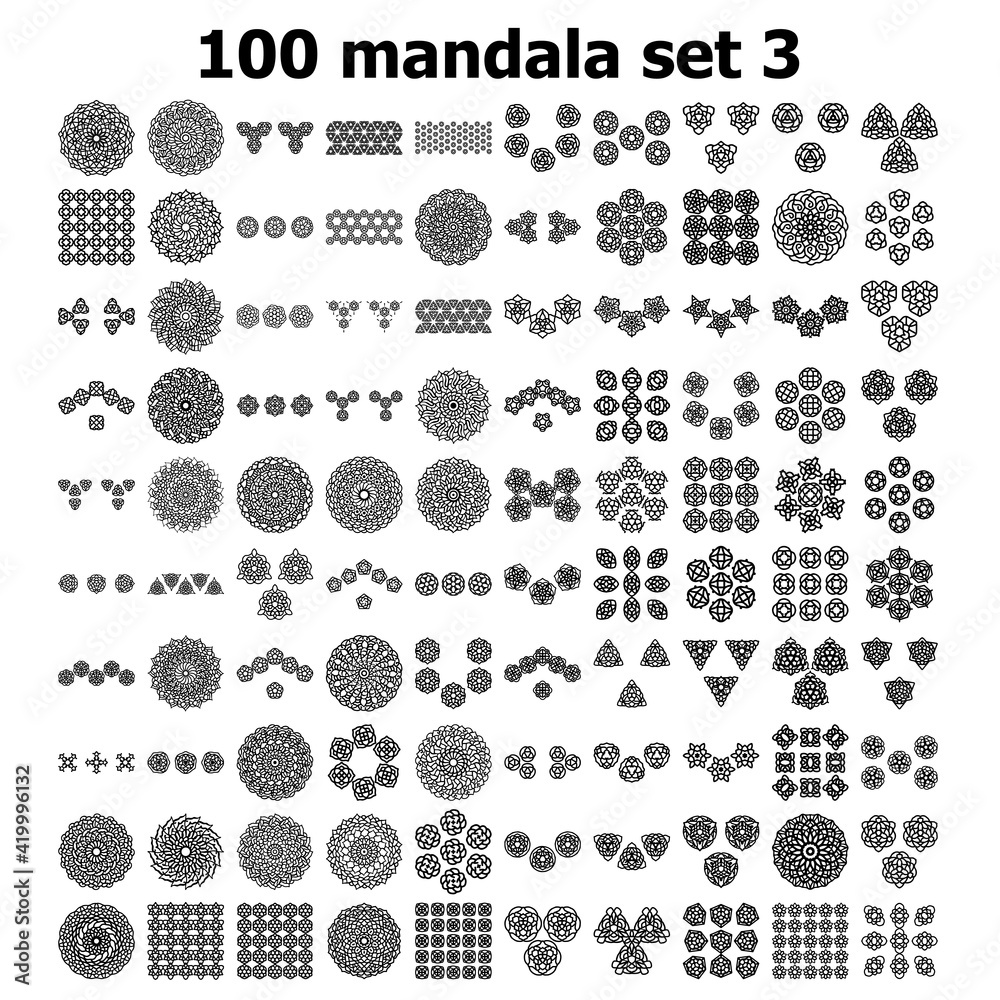 Fototapeta premium various mandala collections - 100. Ethnic Mandala ornament. Round pattern set.