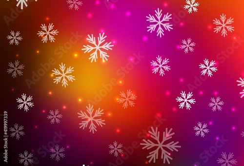 Dark Pink, Red vector texture with colored snowflakes, stars.
