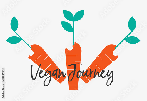 Vegan Journey vector concept illustration with carrots