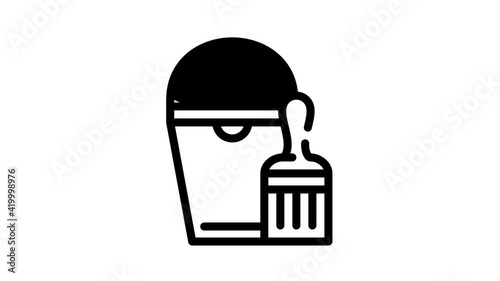 bucket with brush black icon animation photo