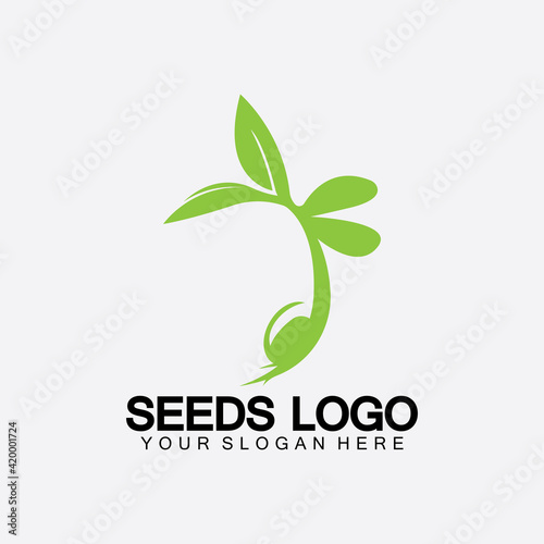Plant Seeds Logo Concept Template Vector.growing seed logo.Seed grow Vector logo illustration design template