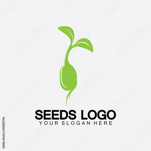 Plant Seeds Logo Concept Template Vector.growing seed logo.Seed grow Vector logo illustration design template