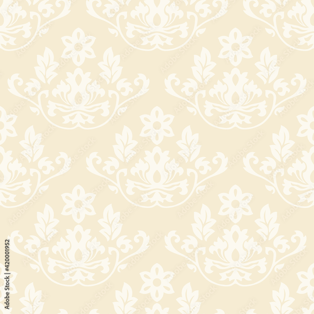 Damask pattern seamless background beige color wallpaper