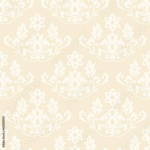 Damask pattern seamless background beige color wallpaper