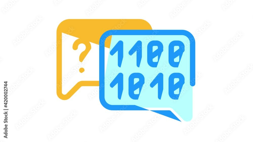 binary code and question mark quote frame color icon animation binary code and question mark quote frame color icon animation