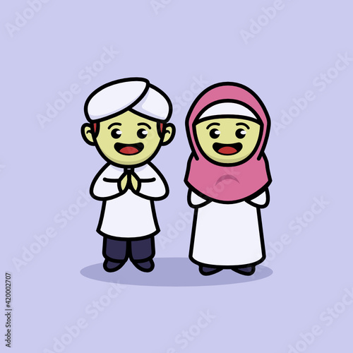 Couple muslim cute illustration
