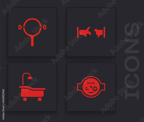 Set Water meter, Filter wrench, Broken pipe and Bathtub icon. Vector