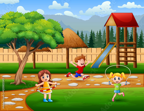 Children doing activities in the playground
