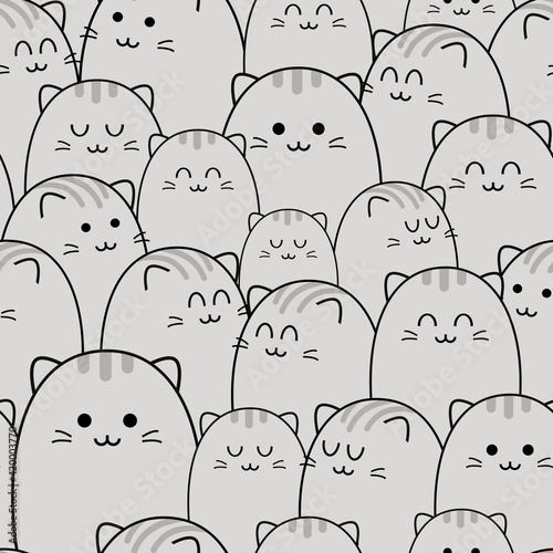 Pattern background cute animal with cat gray color vector illustration.
