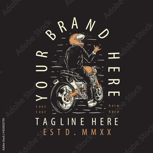 vintage illustration of old school motorcycle skull