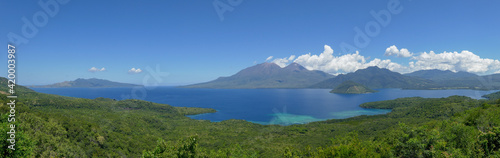 Beautiful panorama on tropical Konga bay in East Flores island, East Nusa Tenggara, Indonesia