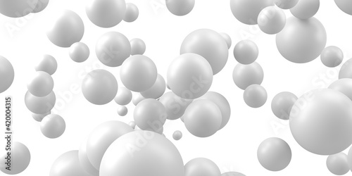 Abstract white many spheres design background