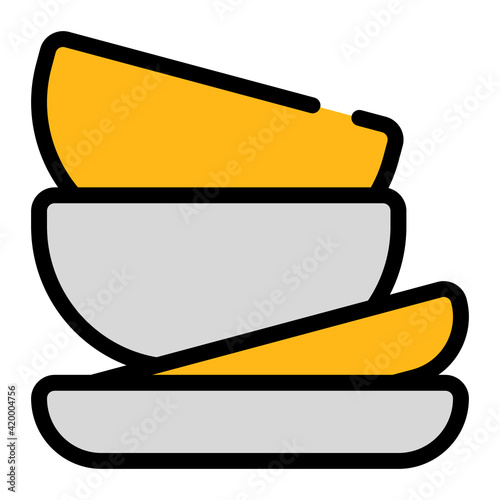 Dishes icon with outline style and pixel perfect base. Suitable for website design, logo, app and UI.