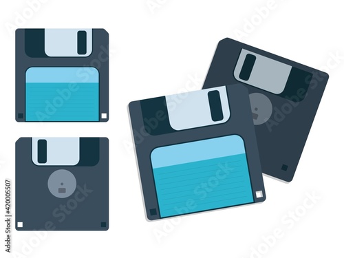 Computer Data Storage Floppy Disc or Disk Vector Cartoon Graphic Illustration