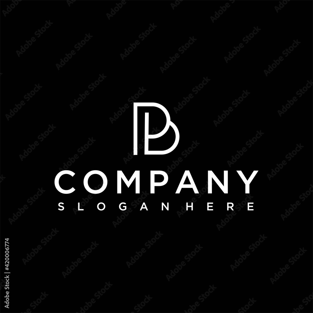 Obraz premium Letter pb line logo, Vector illustration of letter pb logo design, Stock illustration of vector image of letter pb logo design template