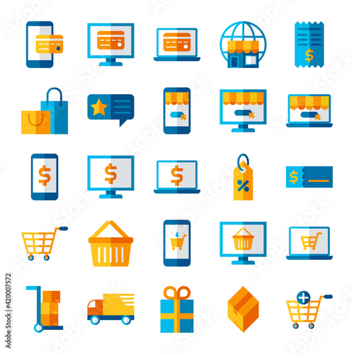 business ecommerce flat icon, online shopping promotion sumbol vector 