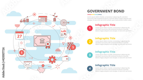 government bond concept for infographic template banner with four point list information