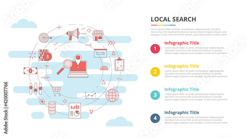 local search concept for infographic template banner with four point list information