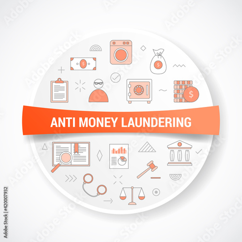 aml anti money laundering concept with icon concept with round or circle shape