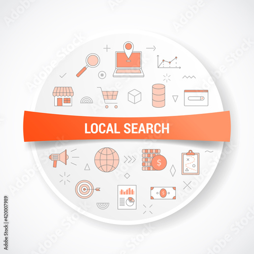 local search concept with icon concept with round or circle shape