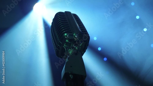 retro microphone in the spotlight, stage