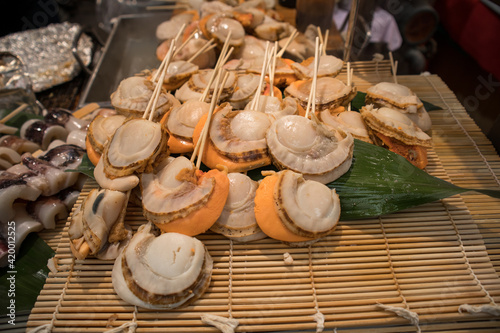 Big korean sea snails as street food in Jeju, South Korea.